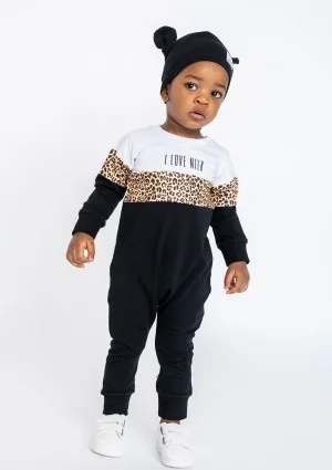 Rampers dziecięcy ze wstawką Leopard