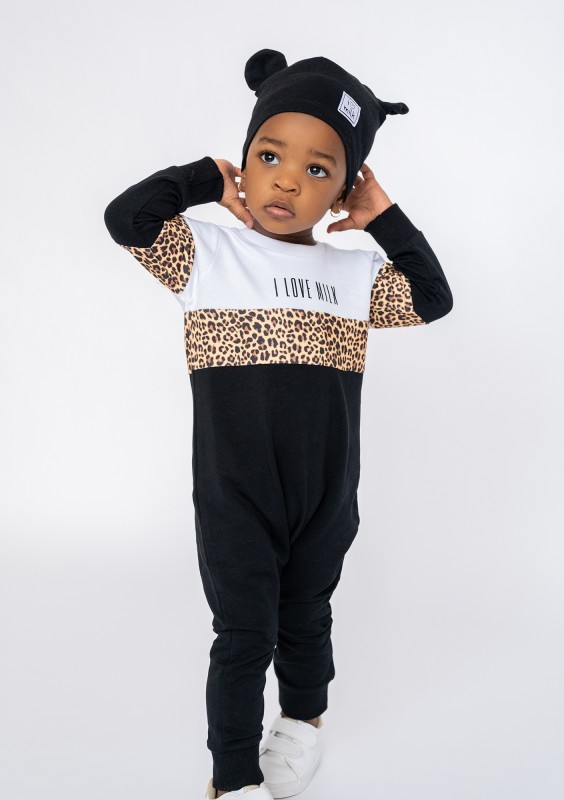 Rampers dziecięcy ze wstawką Leopard