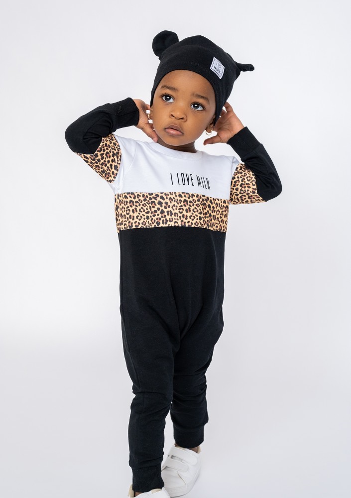 Rampers dziecięcy ze wstawką Leopard