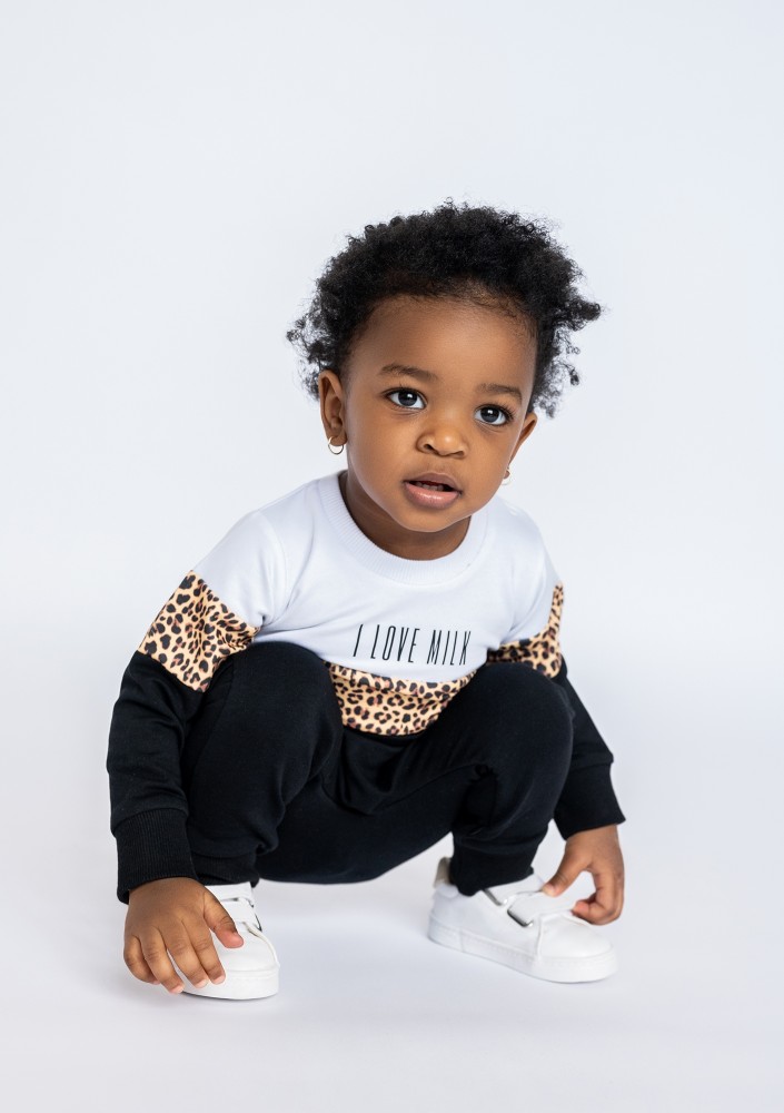 Rampers dziecięcy ze wstawką Leopard