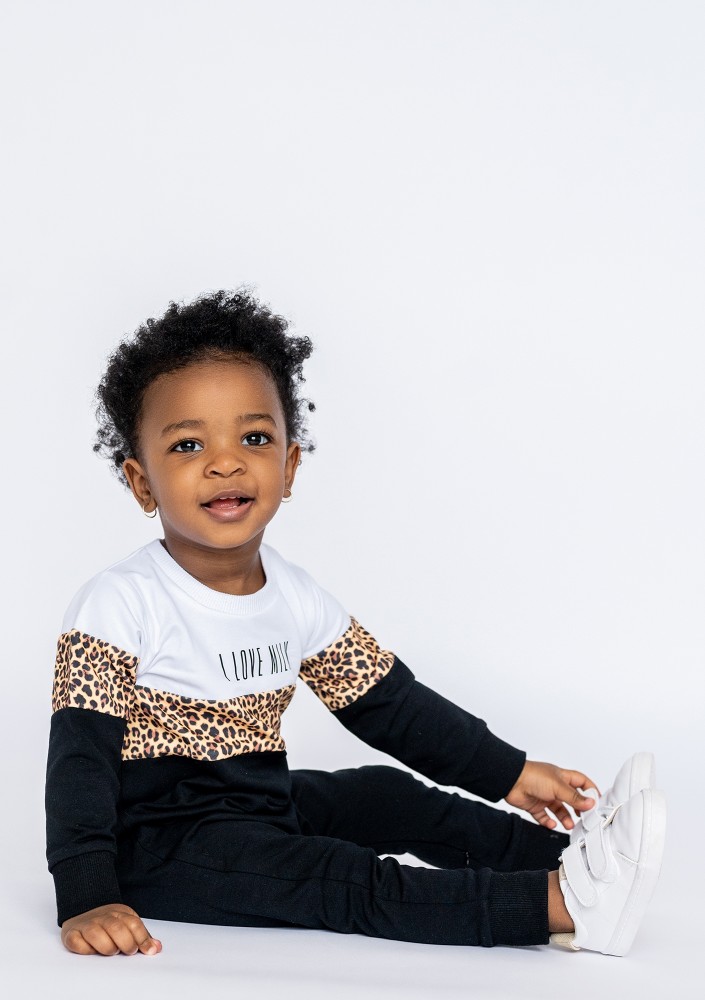 Rampers dziecięcy ze wstawką Leopard