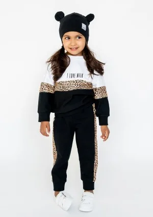 Spodnie dziecięce ze wstawką Leopard