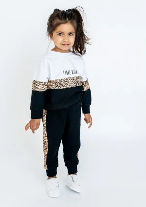 Spodnie dziecięce ze wstawką Leopard