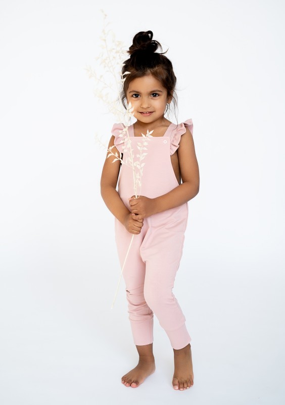 Powder pink frilly suspender dungaress