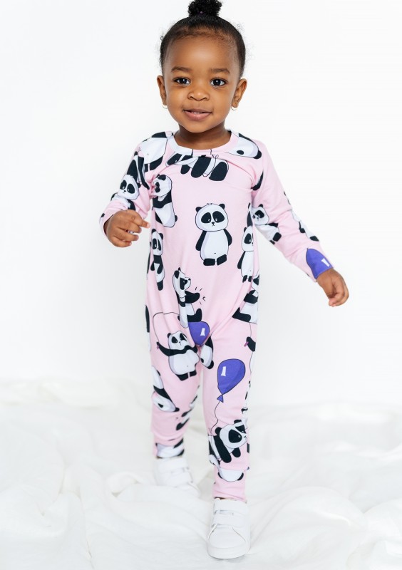Powder panda printed kids romper