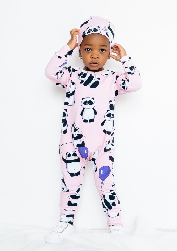 Powder panda printed kids romper