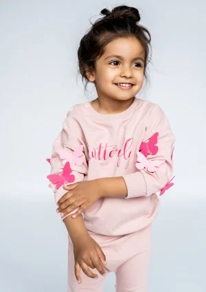Powder pink girls sweatshirt "butterfly"