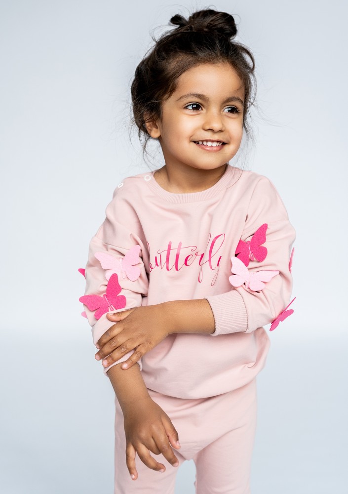 Bluza dziecięca "butterfly" Pudrowy Róż