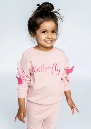Powder pink girls sweatshirt "butterfly"