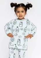 Light blue kids sweatshirt with a milk print