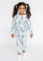 Light blue kids trousers with a milk print