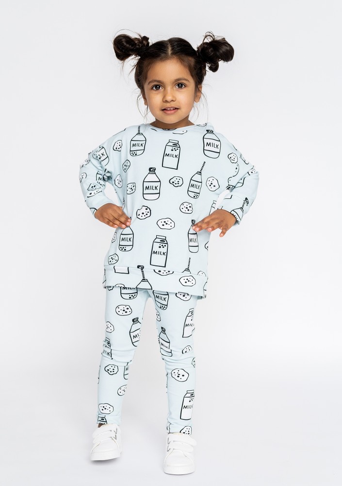 milk printed kids trousers