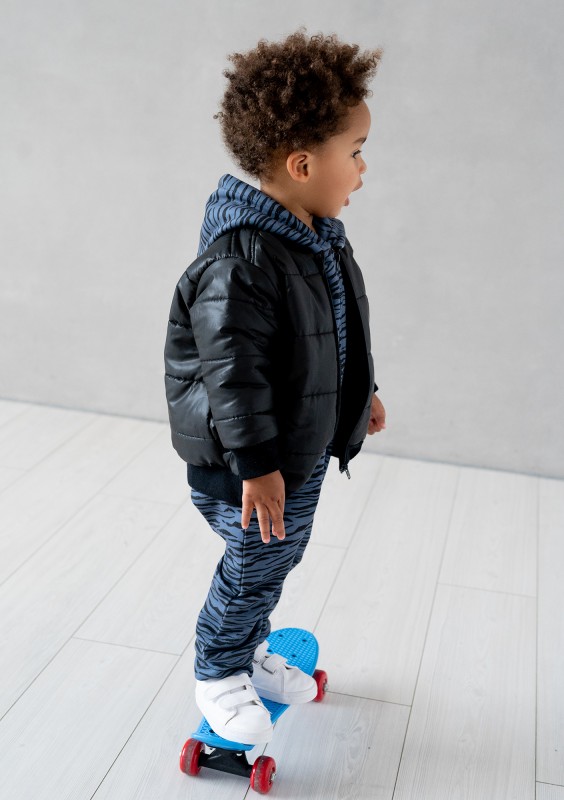 Kids black quilted bomber jacket