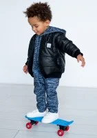 Kids black quilted bomber jacket