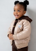 Kids beige quilted bomber jacket