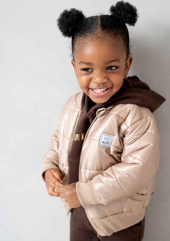 Kids beige quilted bomber jacket