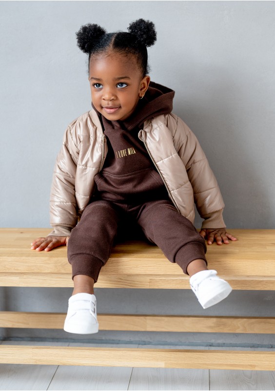 Kids beige quilted bomber jacket