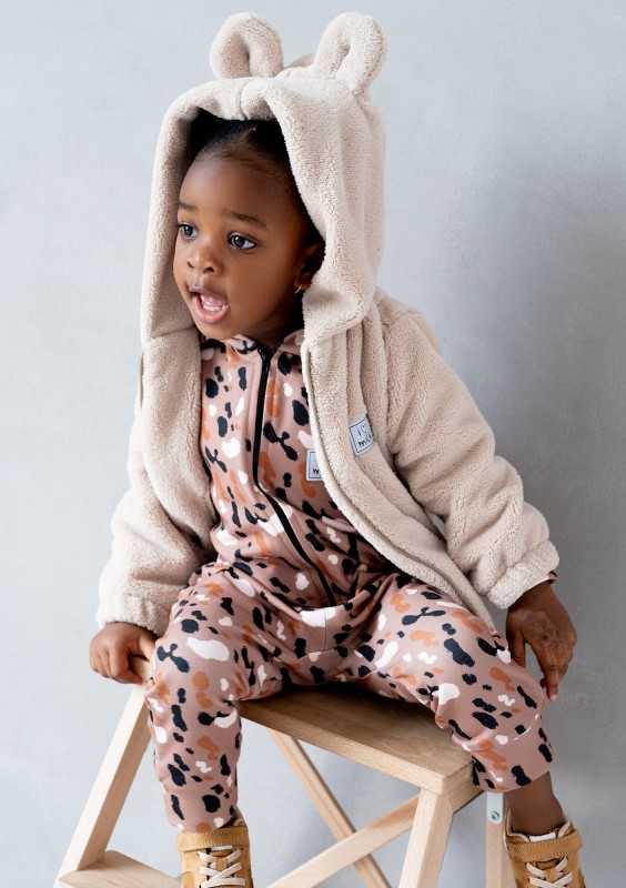Kids beige teddy hoodie