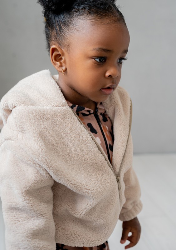 Kids beige teddy hoodie