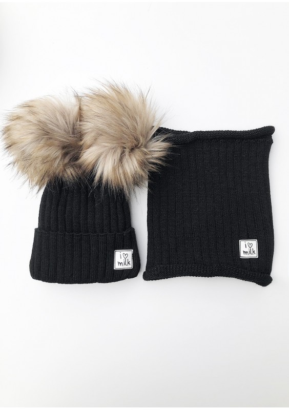 Kids black winter tube scarf