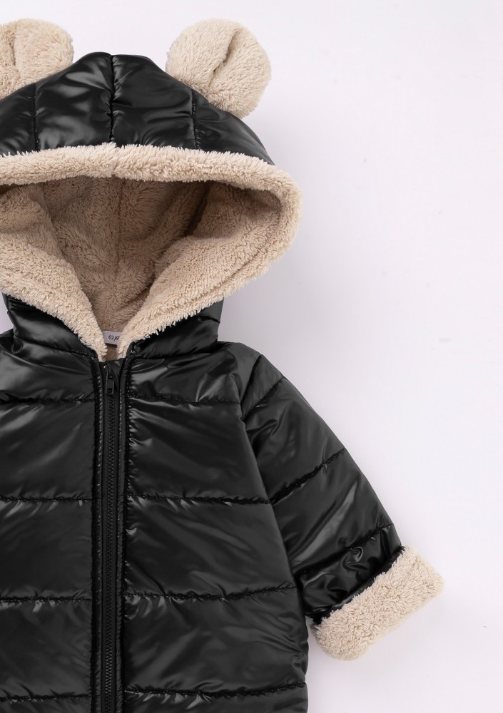 Black winter onesie with teddy ears