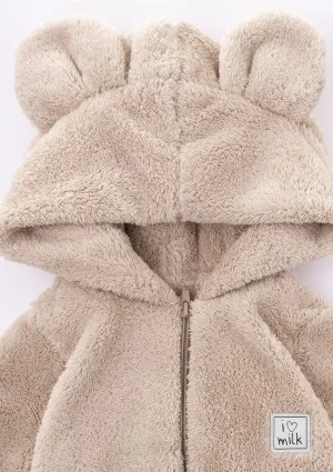Kids beige teddy hoodie