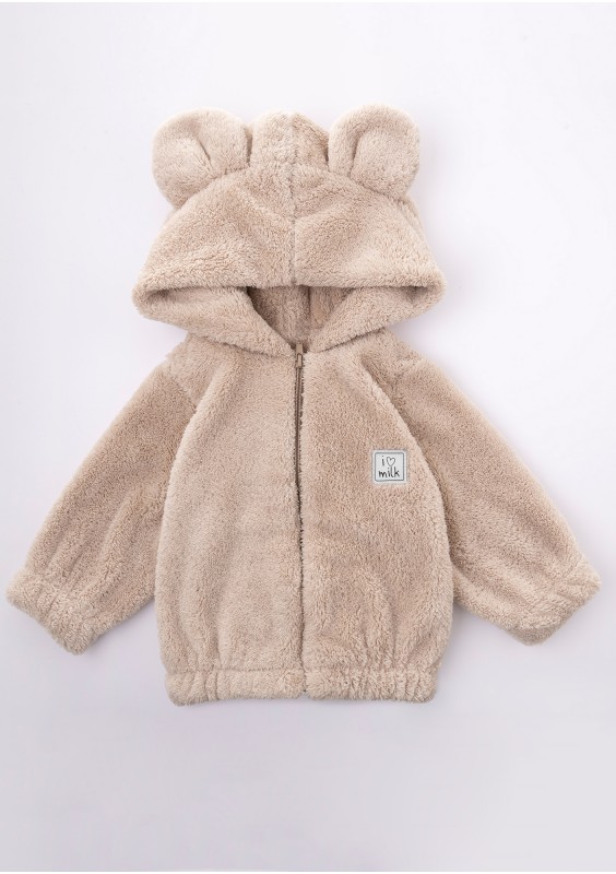 Kids beige teddy hoodie