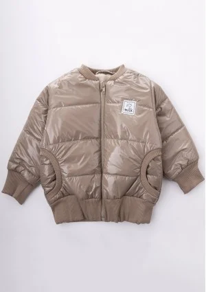 Kids beige quilted bomber jacket