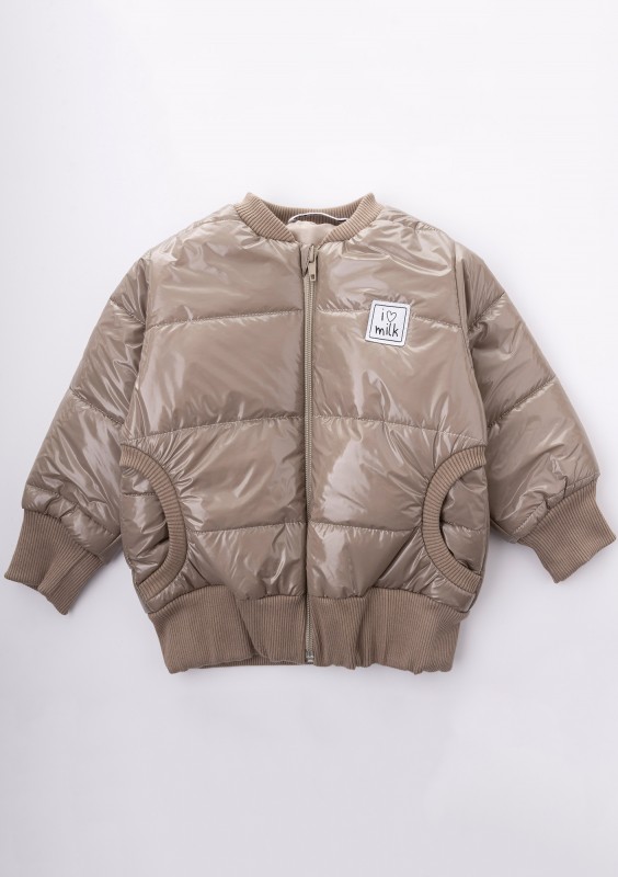 Kids beige quilted bomber jacket
