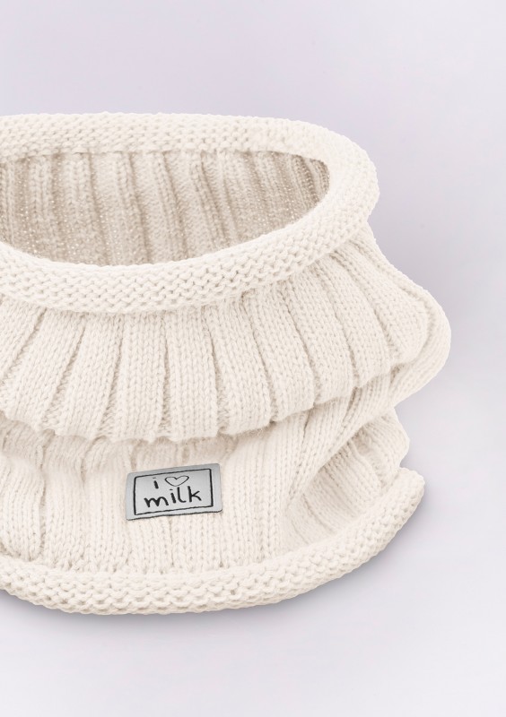 Kids ecru winter tube scarf