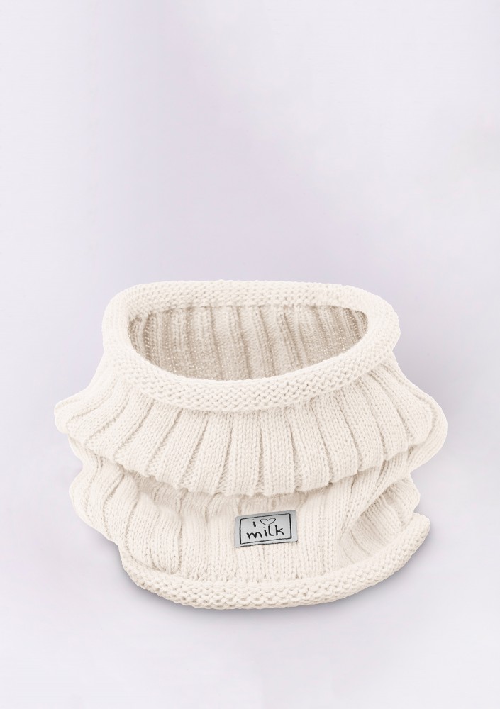 Kids ecru winter tube scarf