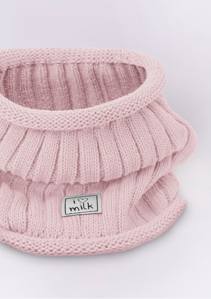 Kids winter powder pink tube scarf
