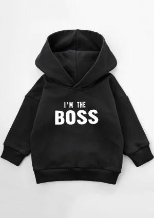 Black kids hoodie ''I'm the boss"