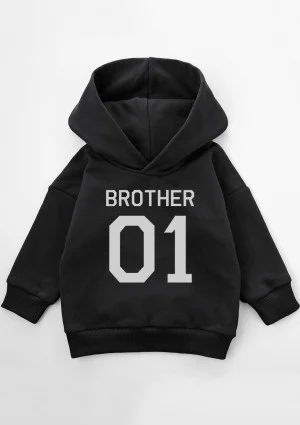 Black kids hoodie ''Brother 01"