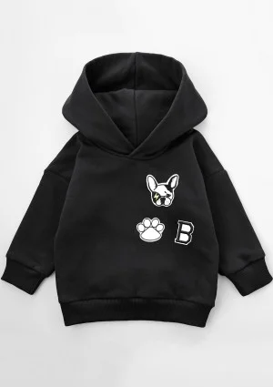 Kids black hoodie "Dog" patches