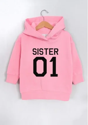 Kids pink hoodie "Sister 01"