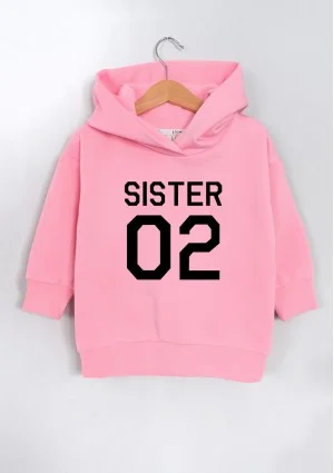 Kids pink hoodie "Sister 02"