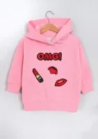 Kids pink hoodie ''Omg'' patches