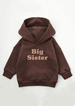 Kids brown hoodie "Big sister"