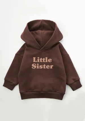 Kids brown hoodie "Little sister"