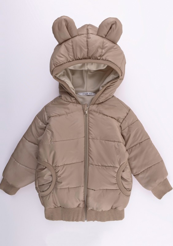 Beige lightweight jacket with hood & teddy ears