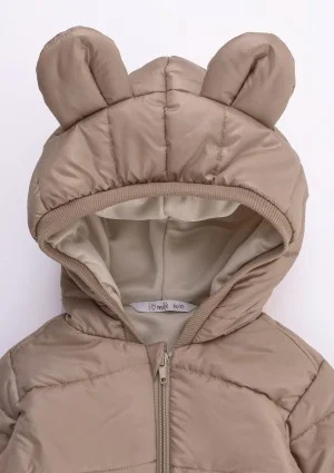 Beige lightweight jacket with hood & teddy ears