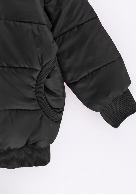 Black lightweight jacket with a hood and teddy ears