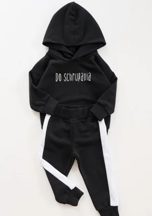 Black kids sweatpants with white stripes