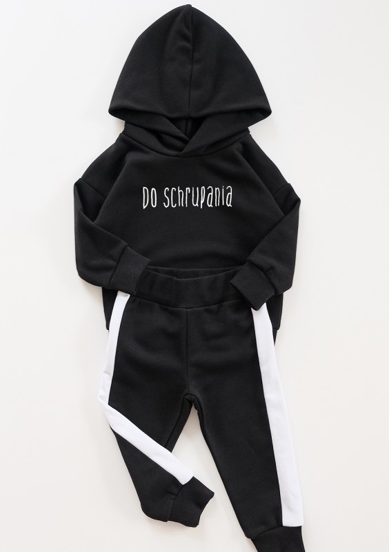 Black kids sweatpants with white stripes