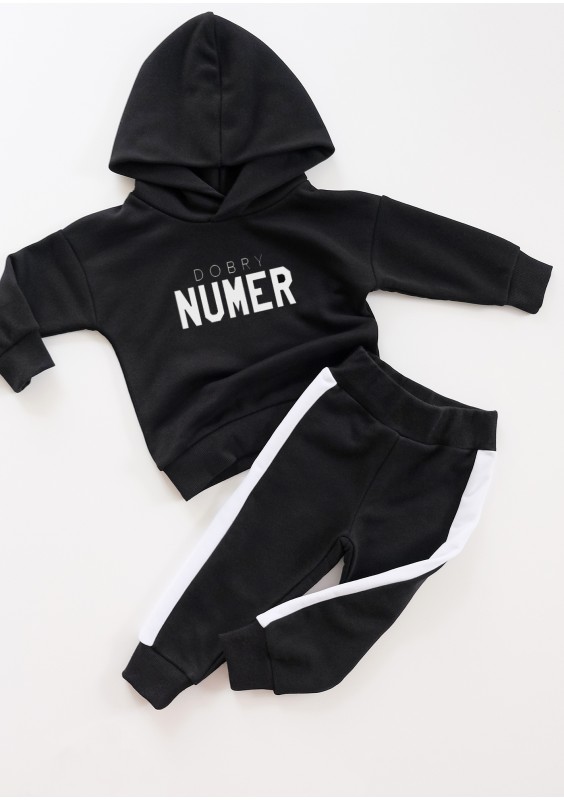 Black kids sweatpants with white stripes