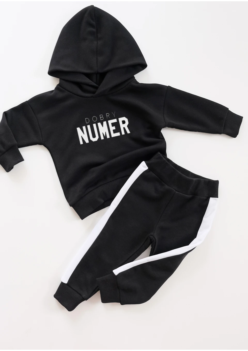 Black kids sweatpants with white stripes