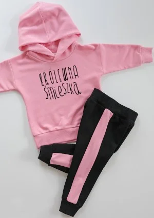 Black kids sweatpants with pink stripes