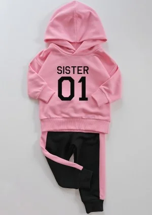 Black kids sweatpants with pink stripes