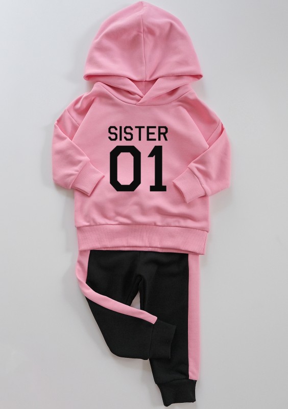 Black kids sweatpants with pink stripes